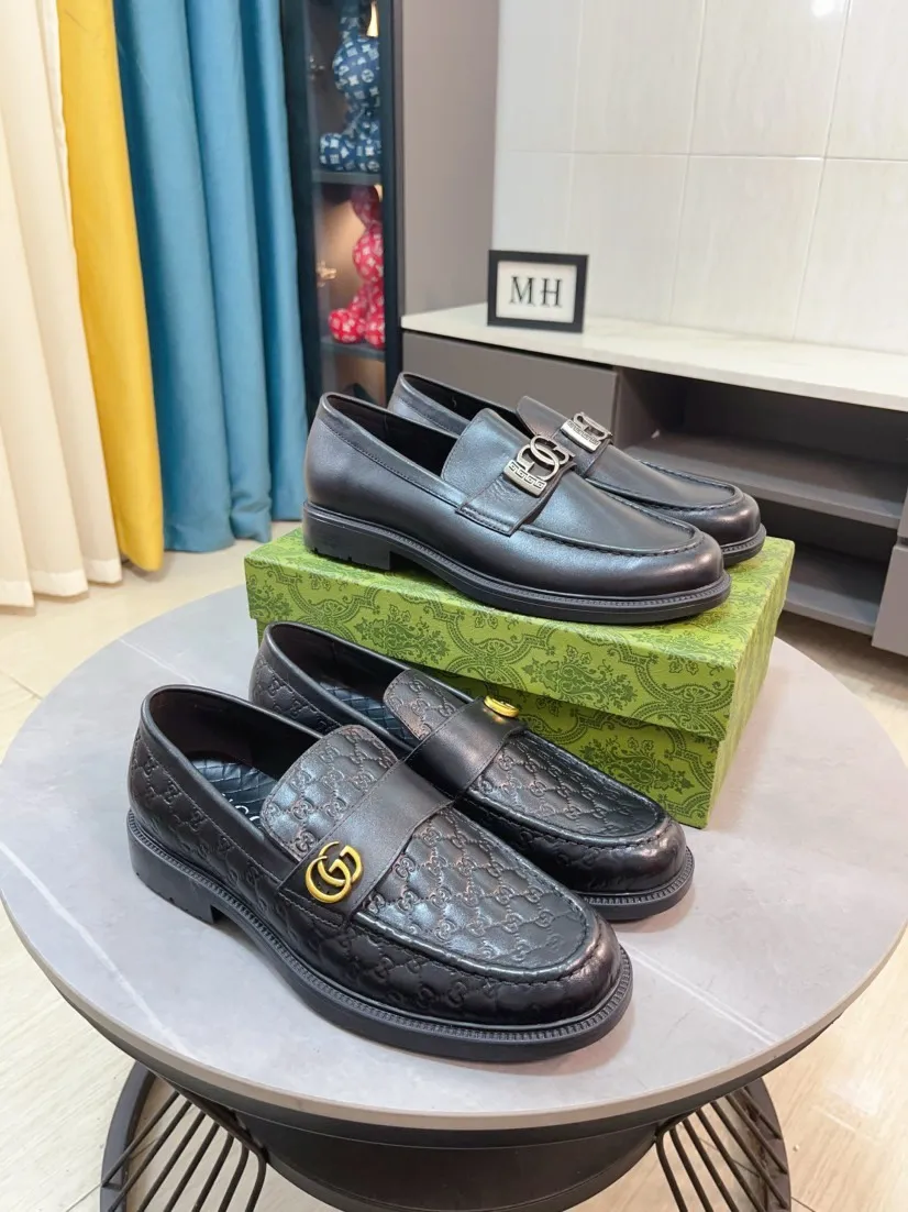 Men's shoes 💰500🌹🌹[GUCCI Gucci] A new style of formal men's leather shoes is coming ~ The original quality upper is made of Italian cowhide➕The leather is soft and delicate, comfortable and soft. The top layer of genuine leather, rubber wear-resistant outsole, the shoe shape is dignified and domineering, and the luxury charm is not concealed! The natural and free nouveau riche leads the trend. Code number: 38-44